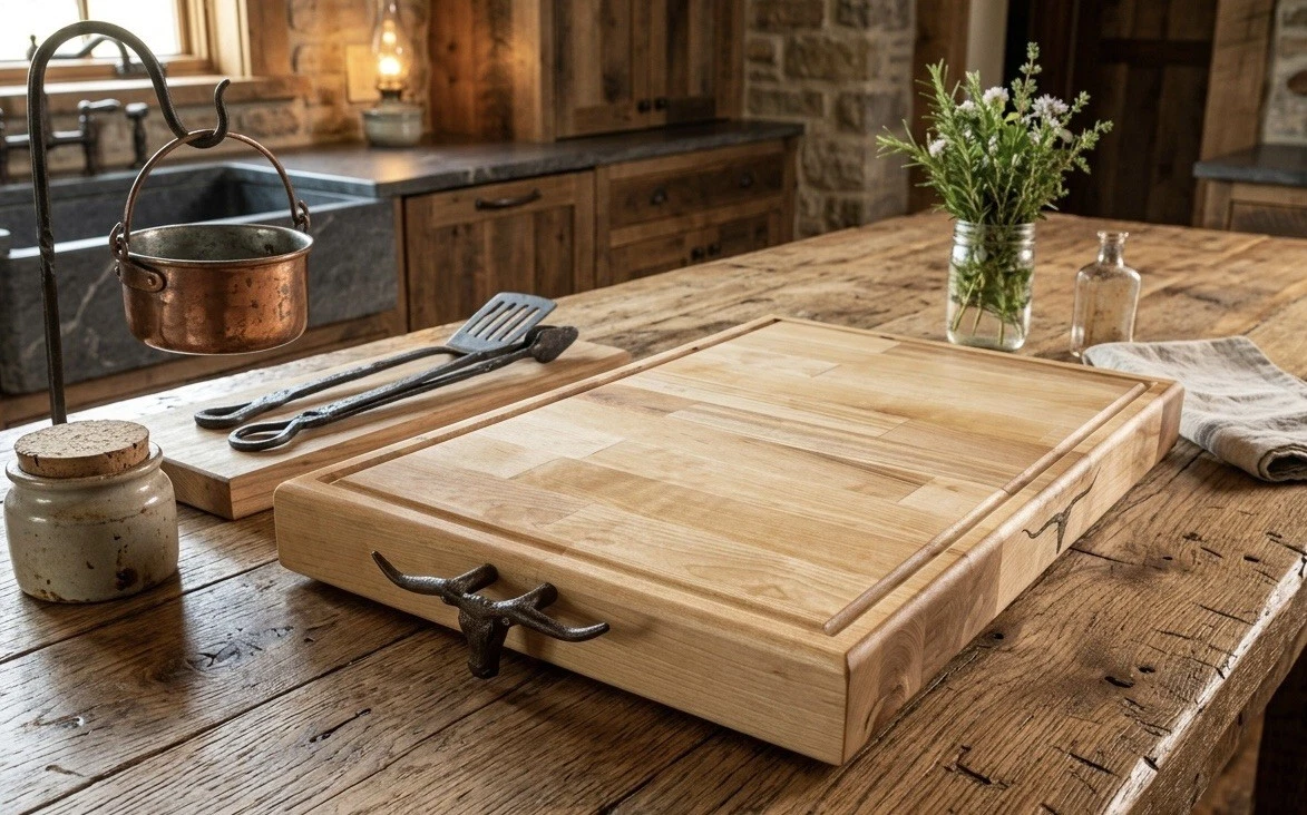 12x20x1.5” Butcher Block Cutting Board Serving Tray W/ Longhorn Handles
Opens in a new window or tab