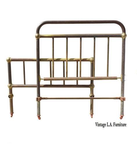 Antique Brass Bed Frame Headboard Footboard & Rails ~ French Country