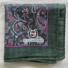 VTG Handkerchief Black Cotton Purple Floral Flourish Oriental Pocket Square 17"