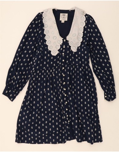 Laura Ashley Damen Langarm Shirtkleid UK 16 Large marineblau geblümt BS09