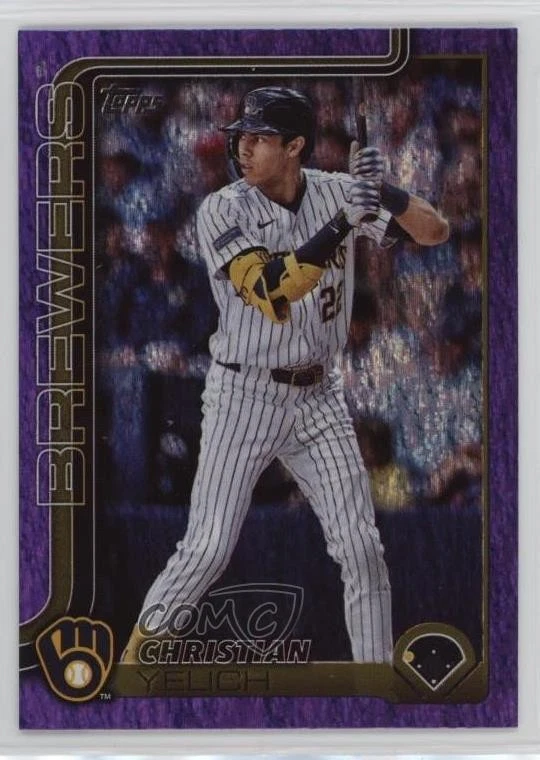 2025 Topps Series 1 Purple Holo Foil /250 Christian Yelich #49
