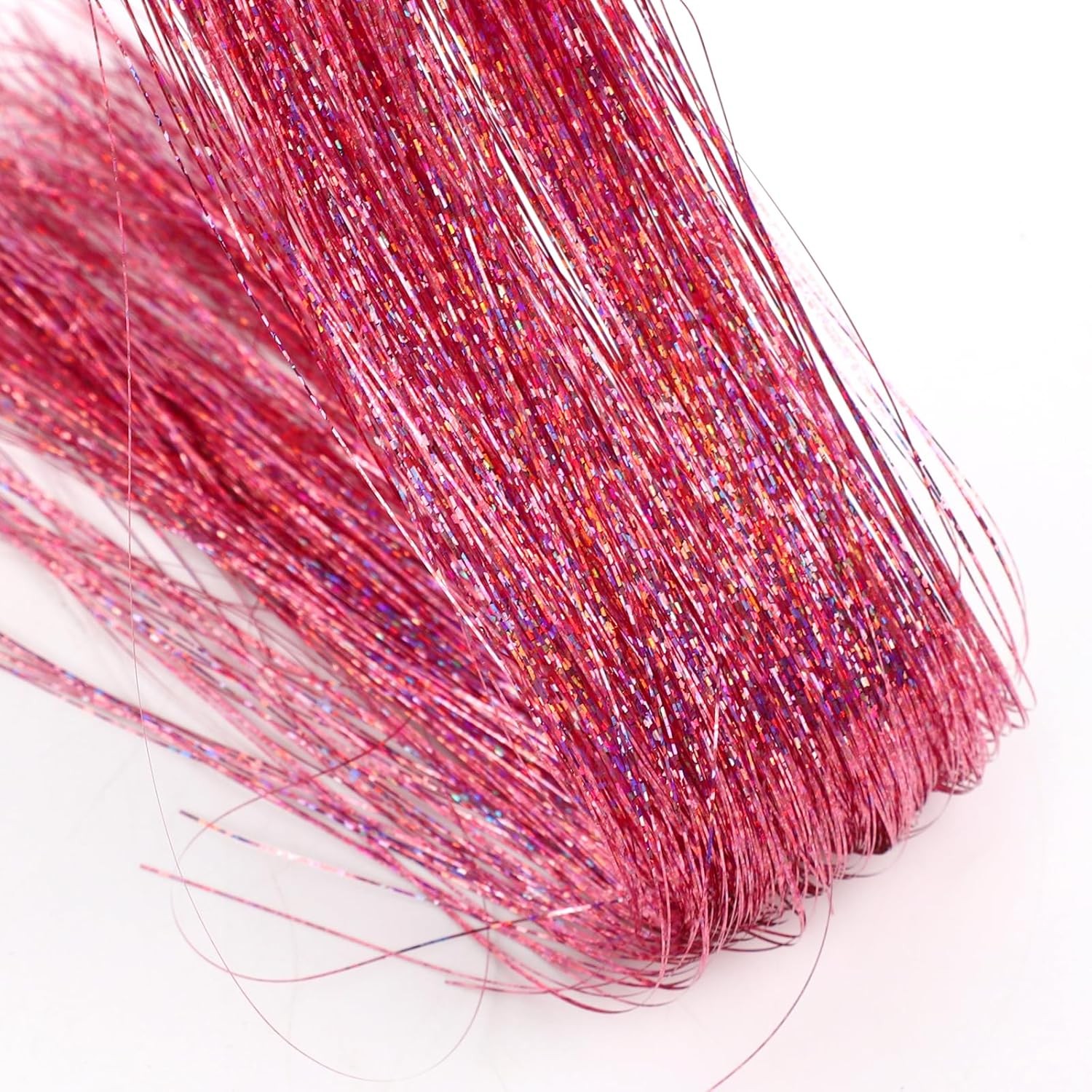 Hair Tinsel Extensions 200 Strands with Tools, Sparkling Shiny Hair Tinsel Kit,