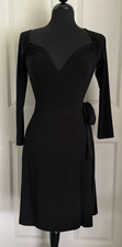 Norma Kamali Black Stretch Jersey Sweetheart Neckline Wrap Dress Size XS