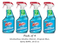 Windex Glass and Window Cleaner Spray Bottle, Original Blue, 23 fl oz (4 Pack)