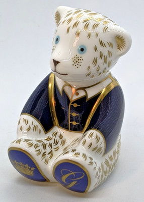 Royal Crown Derby Briefbeschwerer - Prince George Royal Bear - RAR 