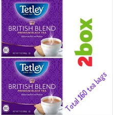 Tetley British Blend Premium Black Tea 2 Box 160 Bags Deliciously Rich & Robust