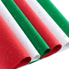 72 Sheets Glitter Tissue Paper for Gift Bags, Red Green White Tissue Paper for G