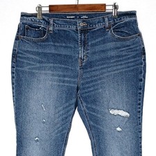 Old Navy womens mid rise Boyfriend jeans size 14 stretch distressed med wash