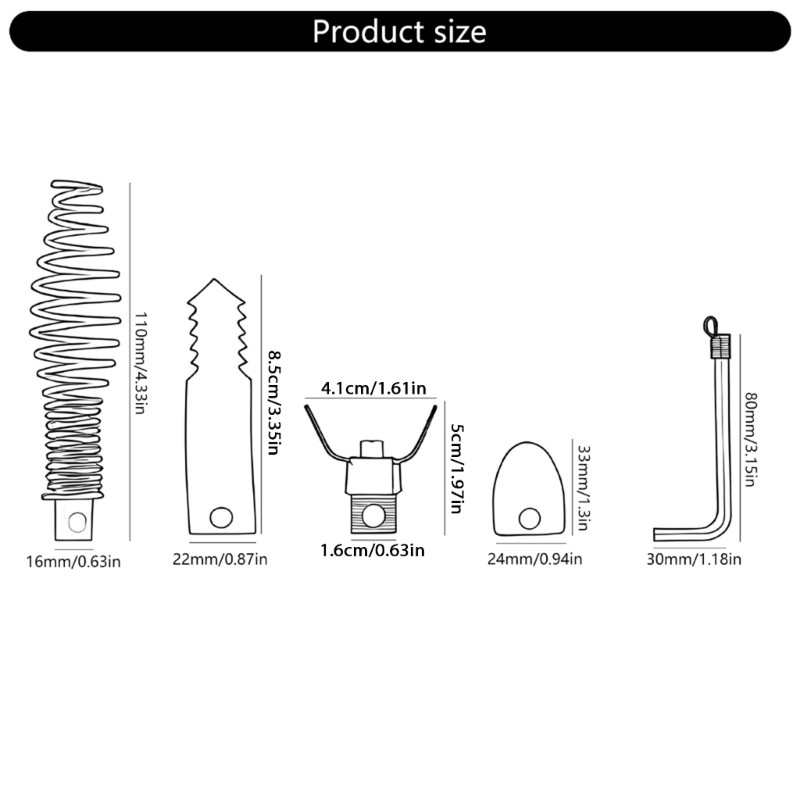 5pc Drain Auger Drain Snakes Drill Attachment Set for ,PioneerWorks Populo
