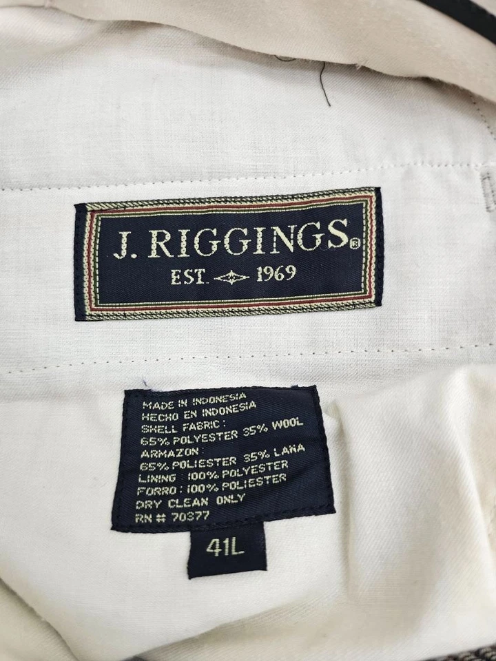 Vintage J.RIGGINS Men's Size 41 Long Brown Plaid Wool Blend Pleated Cuff Pants - Image 4 of 4