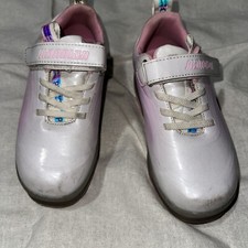 Jiandian Girls White Pink USB Charging LED Roller Skates Shoes Size 33