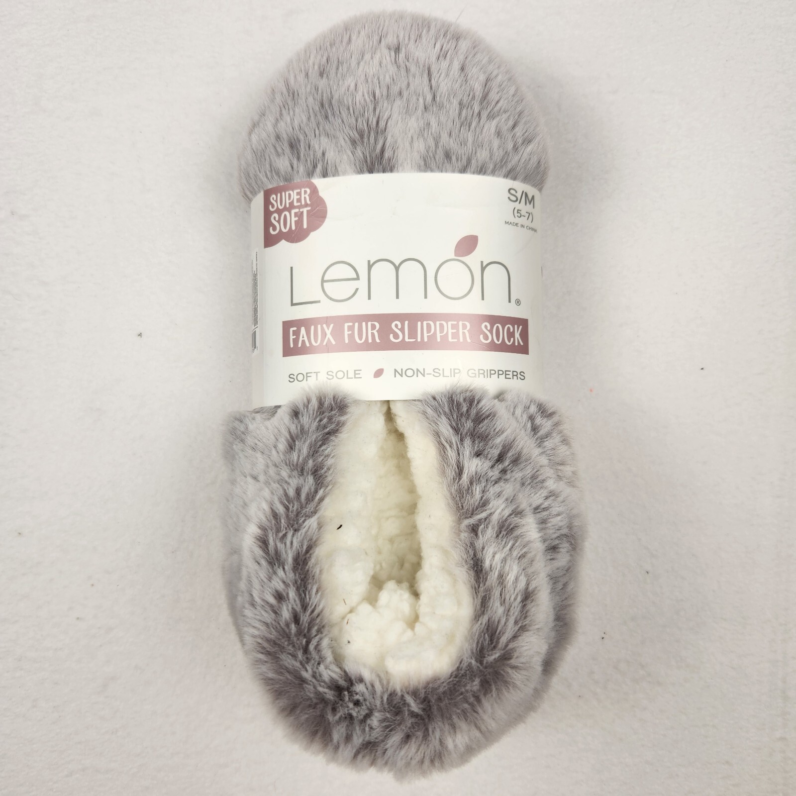 PANTOFOLA D’ORO Calzino Ciabatta Donna Lemon Super Morbido Pelliccia Ecopelliccia Grigio Taglia S M (5 7) Nuovo