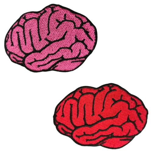 Human Brain Pink Red Set Kids jeans Clothing Badge Iron/Sew on Embroidered patch - Foto 1 di 9