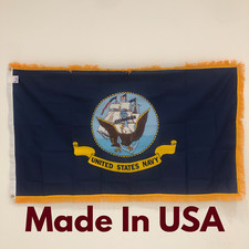 Navy Flag 3 ft. X 5ft. w/ Fringe (MADE IN USA)