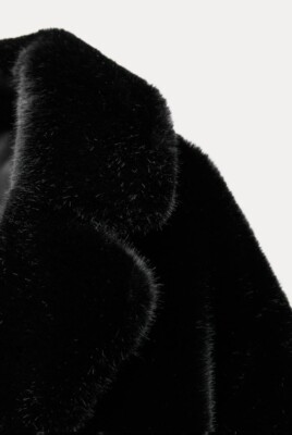 ZARA ZW COLLECTION LONG FAUX FUR COAT BLACK NEW FW24/25 ZARA ZW COLLECTION LONG FAUX FUR COAT BLACK NEW FW24/25