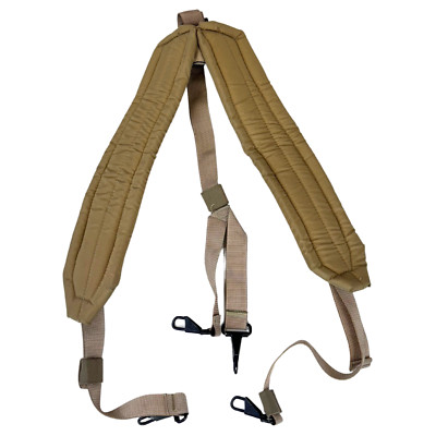 Tan Nylon Y-Suspenders - Used Serviceable *mocinc.1982*