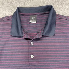 Nike Golf DRI-FIT Polo Shirt Mens XL Navy Burgundy Striped Performance Stretch