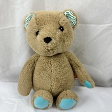 B Softies Plush Brown Tan Soft Cuddly Teddy Bear Stuffed Animal Blue Paws