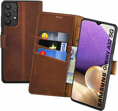 Hülle für Samsung Galaxy A32 5G Tasche Book Case Schutz Cover in Antik  Coffee