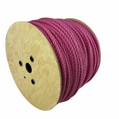 12 mm Natur Rosa Baumwollseil, Auf einer Rolle, 3 Strang Kordel - Wählen Sie Ihre Länge