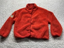 Disney Parks Jacket Womens Large Orange Heavyweight Sherpa Zipped Pockets Coat