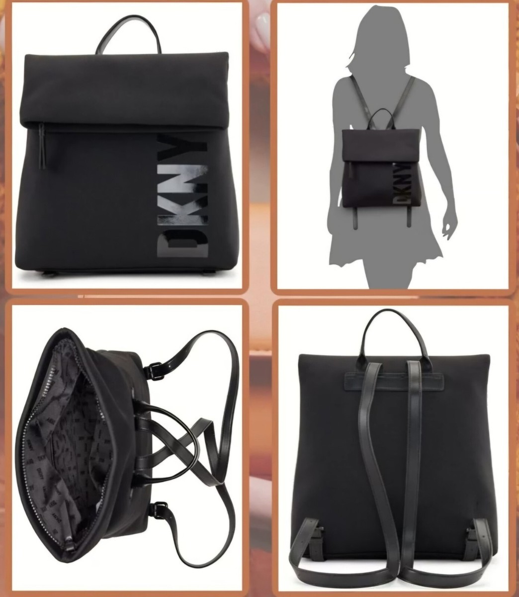 DKNY Black Tilly Medium Logo Foldover Bag Backpack | eBay display picture 2
