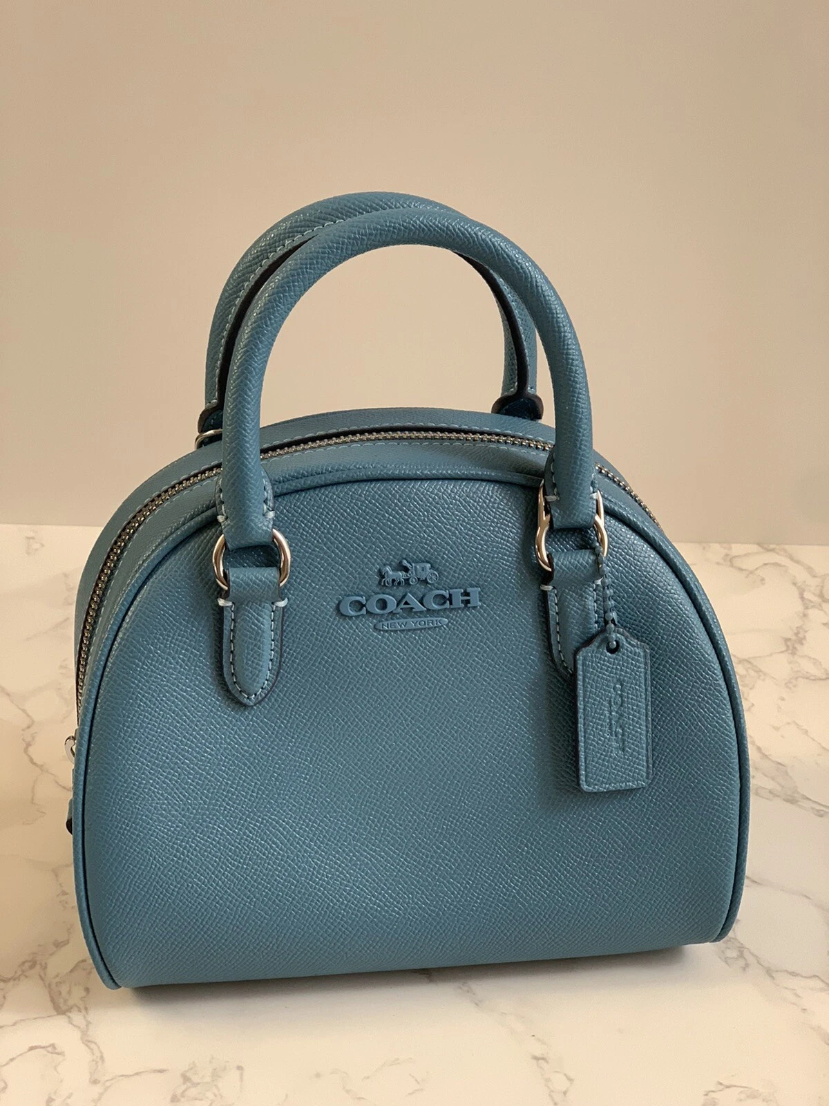 Borsa a tracolla Coach CC783 Sydney nuova con etichette in pelle incrociata blu Pacifico