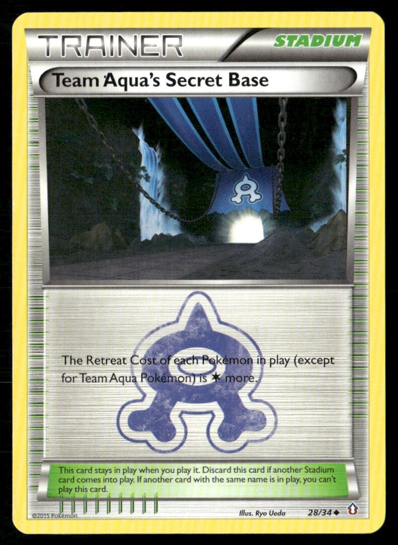 2015 Double Crisis Set Pokemon Card 28  Team Aqua's Secret Base LP