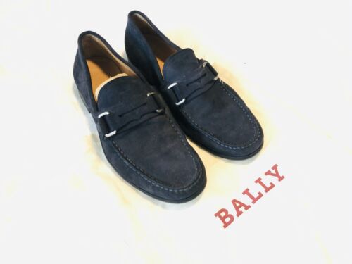 Auth BALLY  Mens Suede Bit-Strap Loafers Blue Sz … - image 1