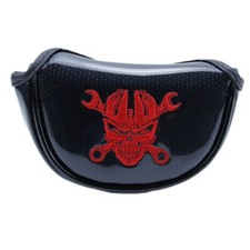Black/Red Skull Design Golf Small Half Mallet Putter Head Cover Magnetic Cover