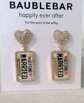 Baublebar Getting Married Earrings Engagement & Gift Box! NWT
