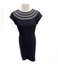 Talbots Little Black Dress Sheer Bodice Cap Sleeve Cocktail Dress Size 10 Petite