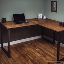 Remington L Shaped Custom Corner Office Desk Made to Measure Oak Wood Steel
