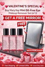 Mary Kay Mini Oil-Free Eye Makeup Remover Set of 3 FREE Mirror Valentine  s Gift