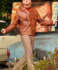 Leonardo Real Caprio Once Upon a Classic Time in Hollywood Leather Brown Jacket