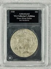 1928 Peace 90%Silver Dollar VG Collectors Edition Bradford Exchange Authenticate