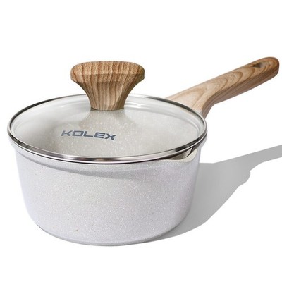 KOLEX 2 Quart Nonstick SaucePan With Lid, Nonstick Granite Saucepan for All S...