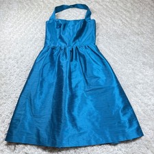 Alfred Sung Dress 2 Mosaic Blue Cocktail Party Halter Wedding Shantung Retro