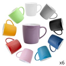 6x Coloured Tea Coffee Mug Contemporary Ceramic Stoneware Drinks Mugs - 350ml