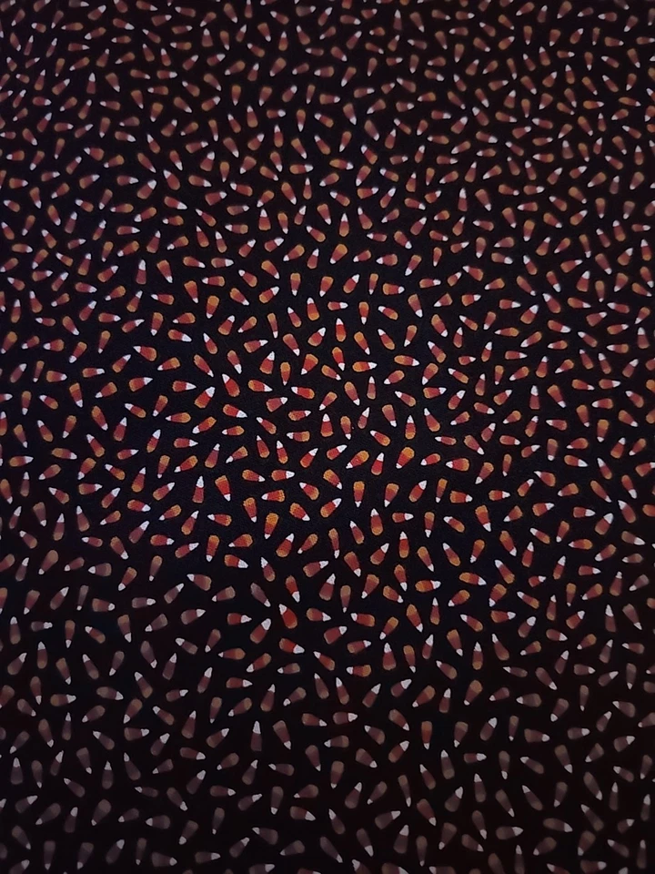Halloween CANDY CORN Micro Print Black Cotton Quilt Scrapbook Fabric 1/2 Yard  - Image 3 of 4