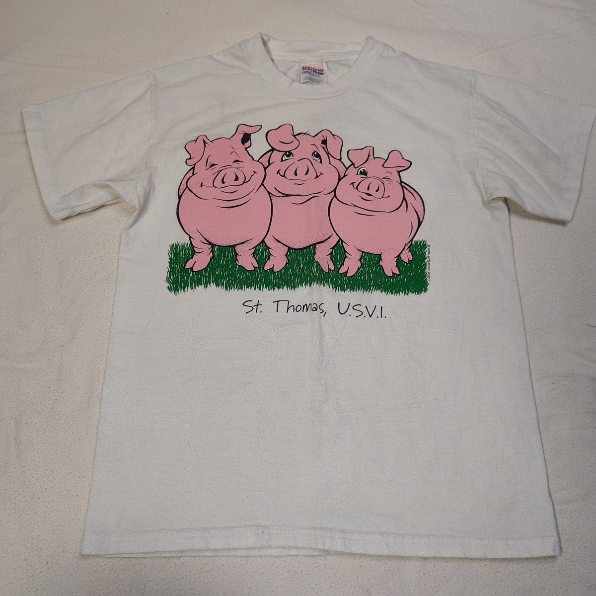Vintage St Thomas USVI T-Shirt Mens Medium White 90s Single Stitch 
