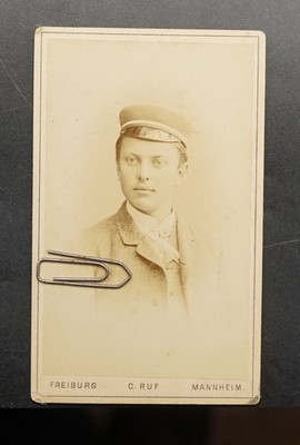 Photo CDV KAB portrait young teenager model farm old student Mannheim hat picture
