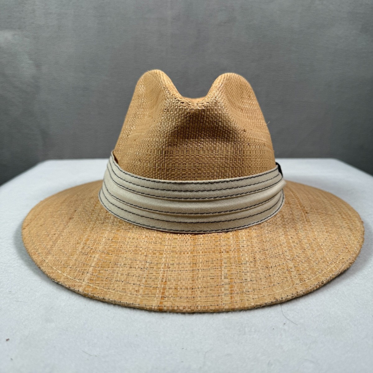 NEW! Rare Wool Boho Classic Tan Fedora Hat Banana Republic Womens Hat 100% Wool Felt Wide Brim Ribbon  main image 3