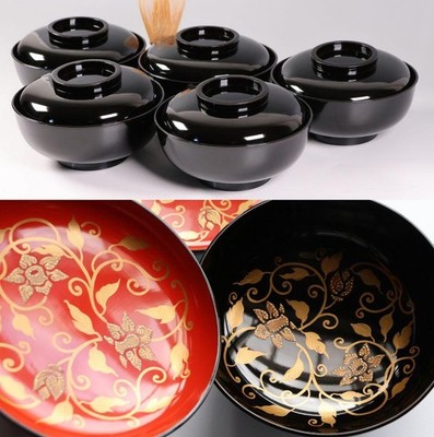 Wakayama Lacquer Kutani Flower Arabesque Gold Long Plate Traditional Craft