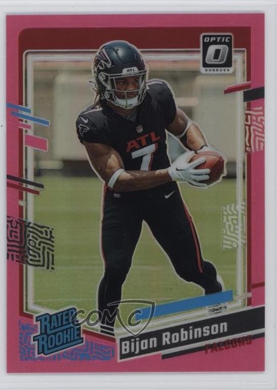 2023 Panini Donruss Optic Rated Rookie Pink Prizm Bijan Robinson #206 Rookie RC