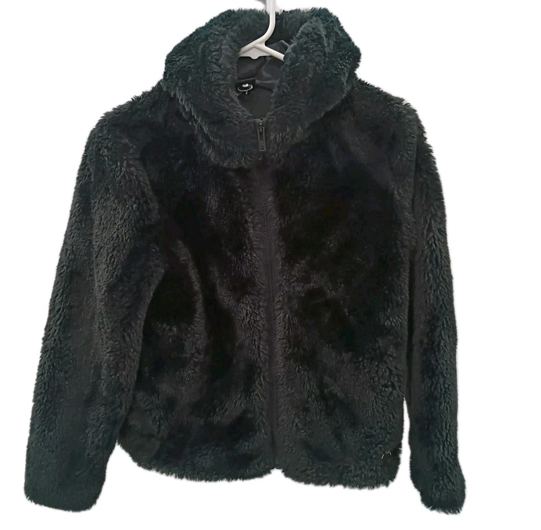 Under Armour Coat Youth XL Black Faux Fur Full Zip Hooded Insulated Jacket Warm