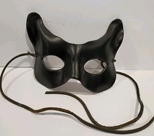 Real Leather Half Face Mask Vintage Black Handmade Masquerade Masks Cosplay Prop