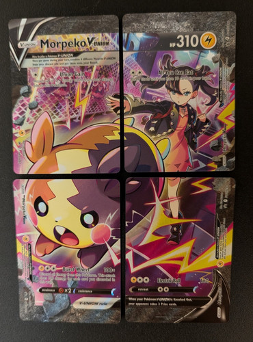 ULTRA RARE Morpeko V-Union 4-Card Set Pokemon Marnie SWSH287-290 Holo Promo - NM