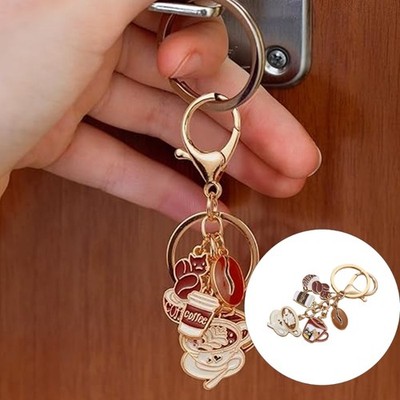 Charming Coffee Cup Shaped Alloy Keychain Ornament Suitable For Friend Gift