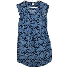 Cabi Dress Womens Small Blue Floral Button Front Tie Waist Pockets Style 5265